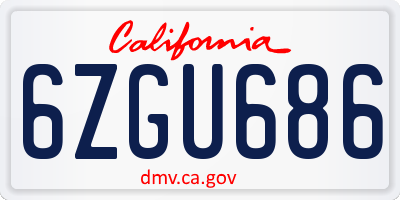 CA license plate 6ZGU686