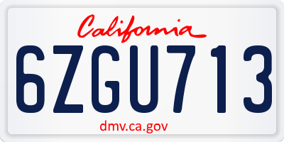 CA license plate 6ZGU713