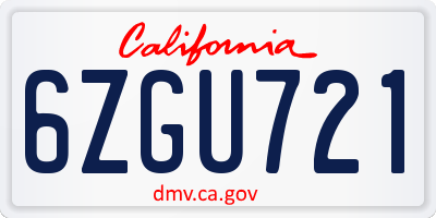 CA license plate 6ZGU721