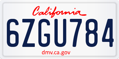 CA license plate 6ZGU784