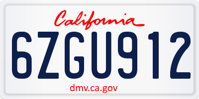 CA license plate 6ZGU912