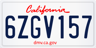 CA license plate 6ZGV157