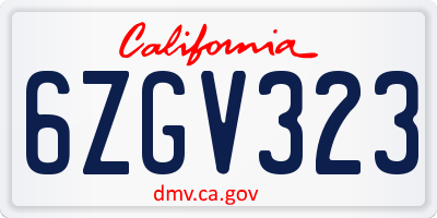 CA license plate 6ZGV323