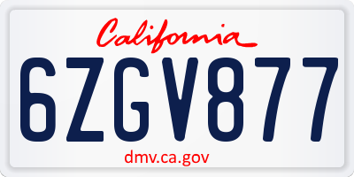 CA license plate 6ZGV877