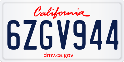 CA license plate 6ZGV944