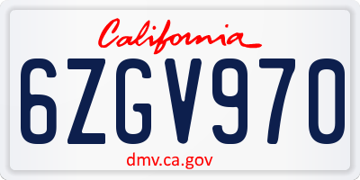 CA license plate 6ZGV970
