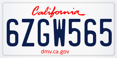 CA license plate 6ZGW565