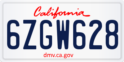 CA license plate 6ZGW628