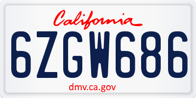 CA license plate 6ZGW686