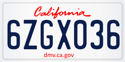 CA license plate 6ZGX036