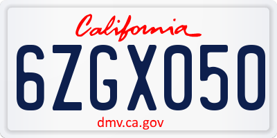 CA license plate 6ZGX050
