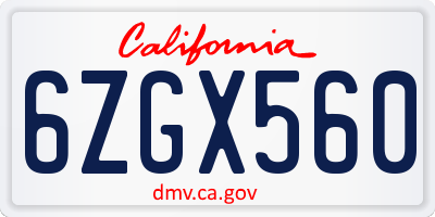 CA license plate 6ZGX560