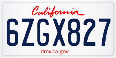 CA license plate 6ZGX827