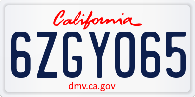 CA license plate 6ZGY065