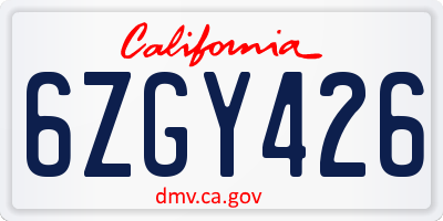 CA license plate 6ZGY426