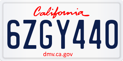 CA license plate 6ZGY440