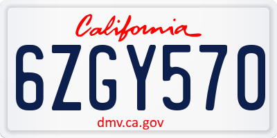 CA license plate 6ZGY570