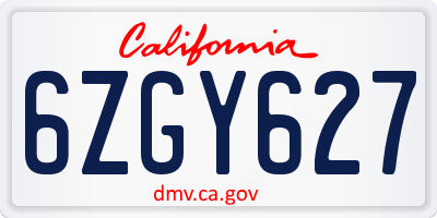 CA license plate 6ZGY627
