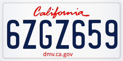 CA license plate 6ZGZ659