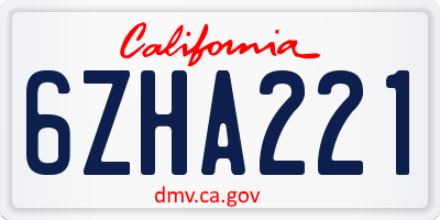 CA license plate 6ZHA221