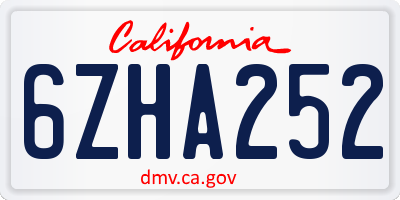 CA license plate 6ZHA252
