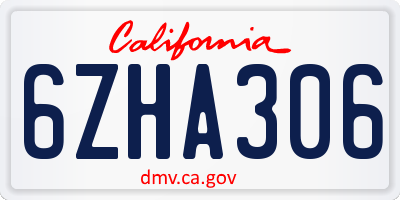 CA license plate 6ZHA306