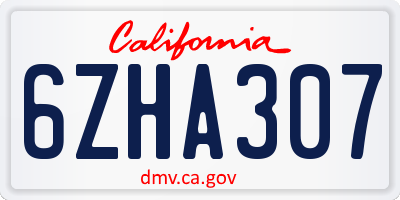 CA license plate 6ZHA307