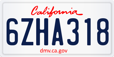 CA license plate 6ZHA318