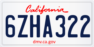 CA license plate 6ZHA322