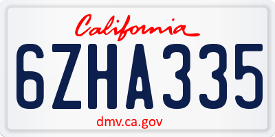 CA license plate 6ZHA335