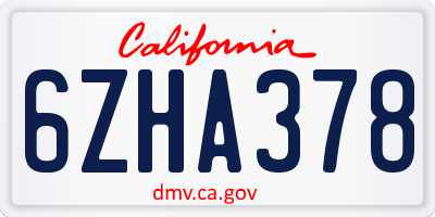 CA license plate 6ZHA378