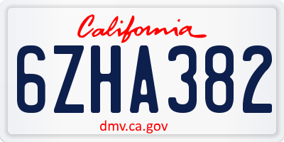 CA license plate 6ZHA382