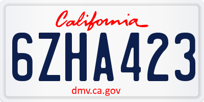 CA license plate 6ZHA423