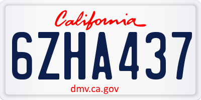 CA license plate 6ZHA437