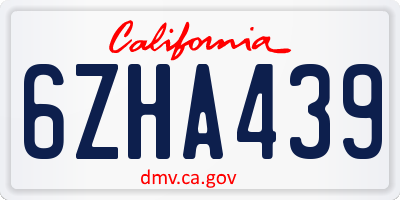 CA license plate 6ZHA439