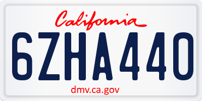 CA license plate 6ZHA440