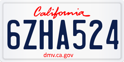 CA license plate 6ZHA524