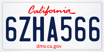 CA license plate 6ZHA566