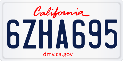 CA license plate 6ZHA695