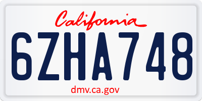 CA license plate 6ZHA748