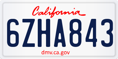 CA license plate 6ZHA843