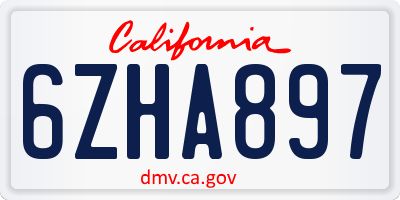 CA license plate 6ZHA897