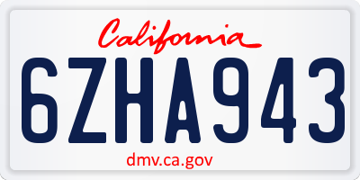 CA license plate 6ZHA943