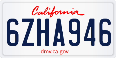 CA license plate 6ZHA946