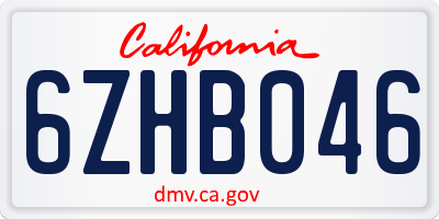 CA license plate 6ZHB046