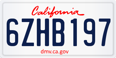 CA license plate 6ZHB197