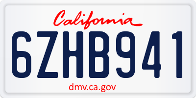 CA license plate 6ZHB941