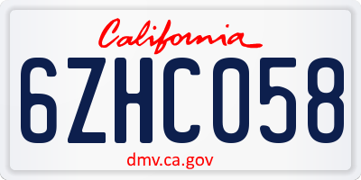 CA license plate 6ZHC058