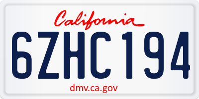 CA license plate 6ZHC194