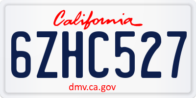 CA license plate 6ZHC527